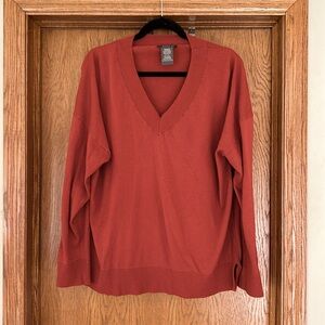 Matty M v neck sweater, orange, XXL